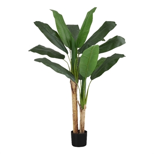 Pemberly Row 55&quot Tall Indoor Artificial Banana Tree in 6&quot Black Pot
