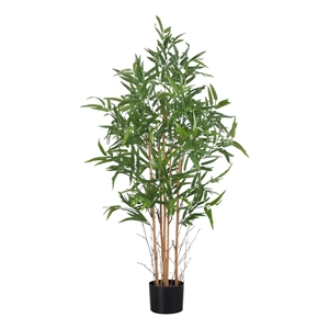 Pemberly Row 50&quot Tall Indoor Artificial Bamboo Tree in 5&quot Black Pot
