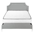 Pemberly Row Queen Upholstered Bed with Chrome Nailhead Trim in Gray