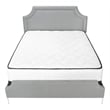 Pemberly Row Queen Upholstered Bed with Chrome Nailhead Trim in Gray