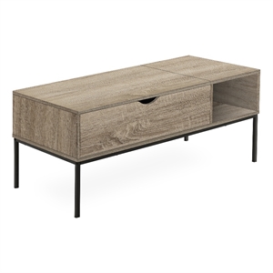 Pemberly Row 42&quot Lift-Top Coffee Table with Hidden Storage in Dark Taupe