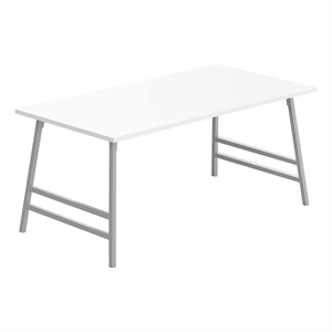Pemberly Row 40&quot Rectangular Coffee Table in White with Angled Metal Legs