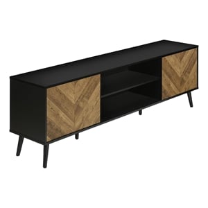 Pemberly Row 72&quot TV Stand with Storage Cabinets in Brown and Black