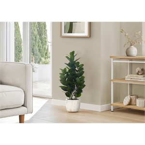 Pemberly Row 31&quot Indoor Artificial Garcinia Tree in White Marble-Look Pot