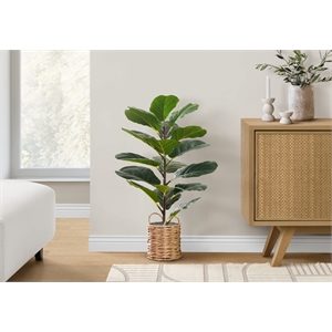 Pemberly Row 28&quot Indoor Artificial Fiddle Tree in 8&quot Beige Woven Basket