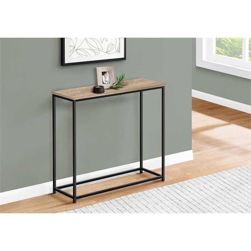 Pemberly Row Narrow Console Table with Open Metal Frame in Dark Taupe