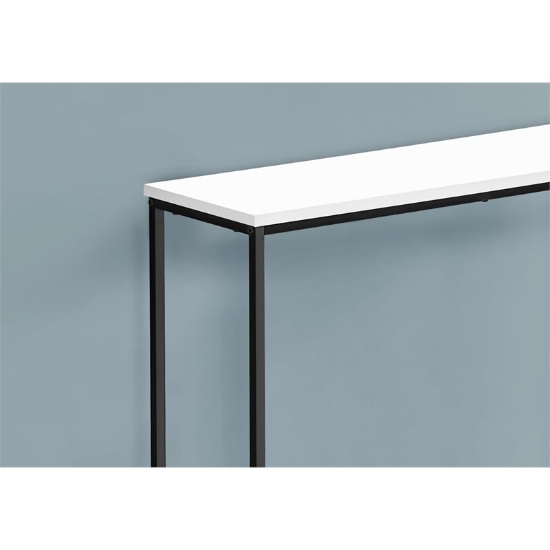 Pemberly Row Narrow Console Table with Open Metal Frame in Satin White