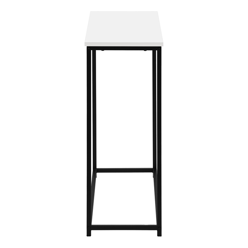 Pemberly Row Narrow Console Table with Open Metal Frame in Satin White