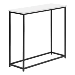Pemberly Row Narrow Console Table with Open Metal Frame in Satin White