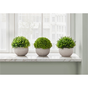 Pemberly Row Set of 3 5&quot Tall Artificial Grass Plants in Grey Pulp Pots