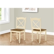 Pemberly Row Set of 2 Cross Back Dining Chairs in Oak and Cream