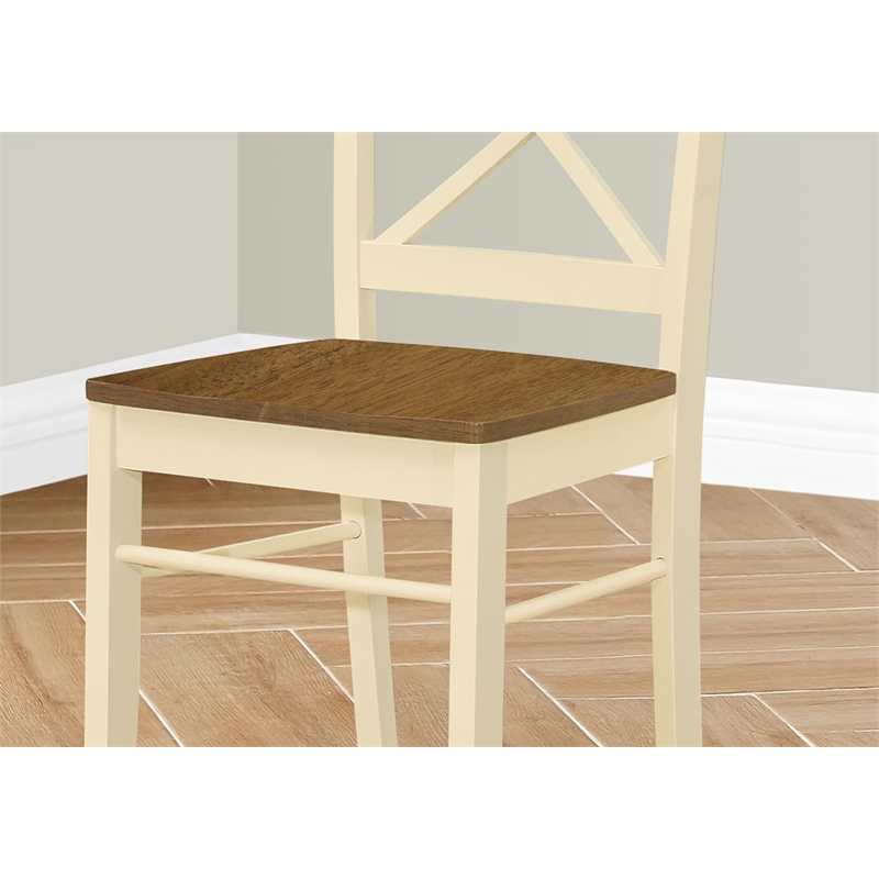 Pemberly Row Set of 2 Cross Back Dining Chairs in Oak and Cream