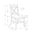Pemberly Row Set of 2 Cross Back Dining Chairs in Oak and Cream