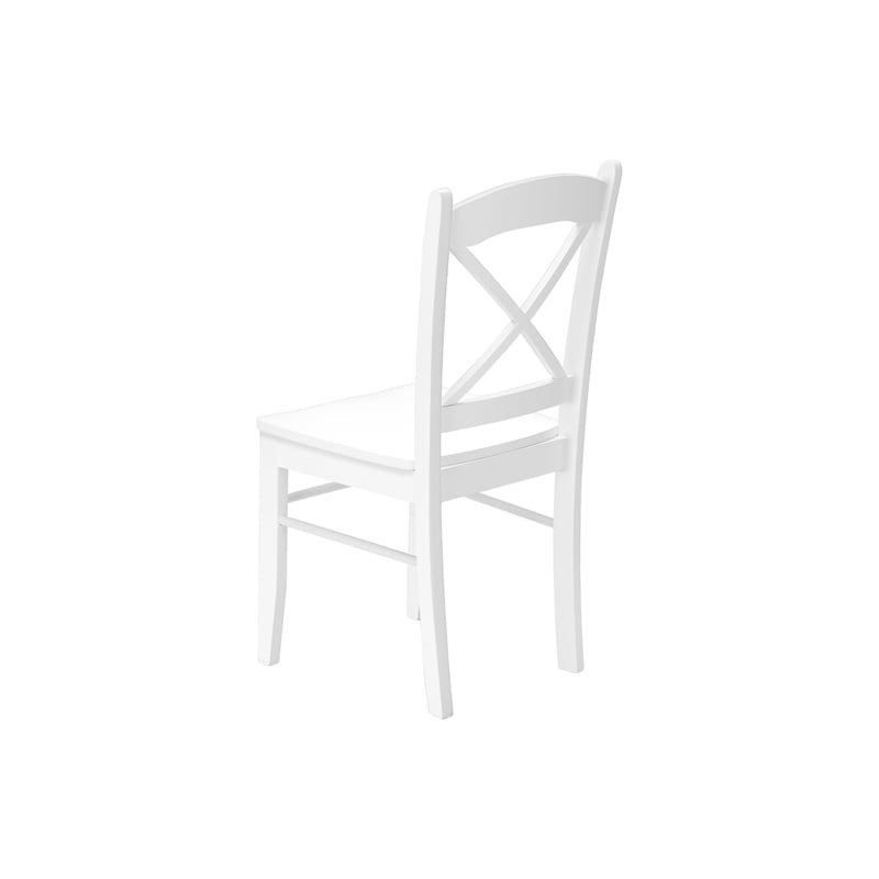Pemberly Row Set of 2 Cross Back Dining Chairs in Satin White Solid Wood