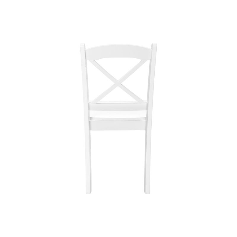 Pemberly Row Set of 2 Cross Back Dining Chairs in Satin White Solid Wood