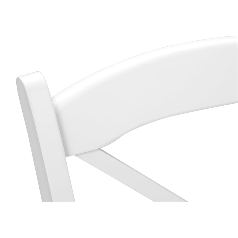 Pemberly Row Set of 2 Cross Back Dining Chairs in Satin White Solid Wood