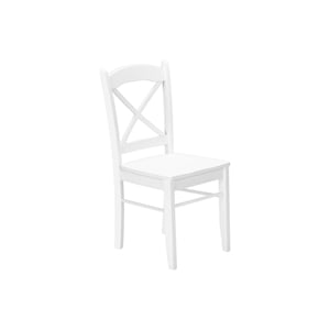 Pemberly Row Set of 2 Cross Back Dining Chairs in Satin White Solid Wood