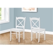 Pemberly Row Set of 2 Cross Back Dining Chairs in Satin White Solid Wood