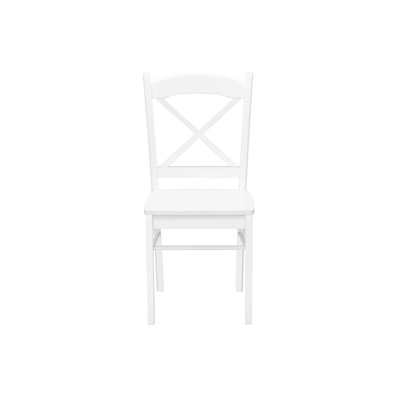 Pemberly Row Set of 2 Cross Back Dining Chairs in Satin White Solid Wood