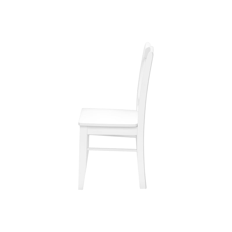 Pemberly Row Set of 2 Cross Back Dining Chairs in Satin White Solid Wood