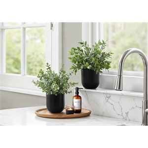 Pemberly Row Set of 2 11&quot Artificial Eucalyptus and Grass Plants in Black