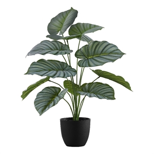 Pemberly Row 24&quot Indoor Artificial Calathea Plant with 12 Leaves in Black