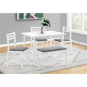 Pemberly Row 40&quot 5-Piece Dining Set with Bench in White Metal and Laminate
