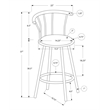 Pemberly Row Set of 2 Swivel Bar Stools in Black Leather Look and Grey Metal
