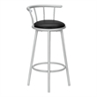 Pemberly Row Set of 2 Swivel Bar Stools in Black Leather Look and Grey Metal