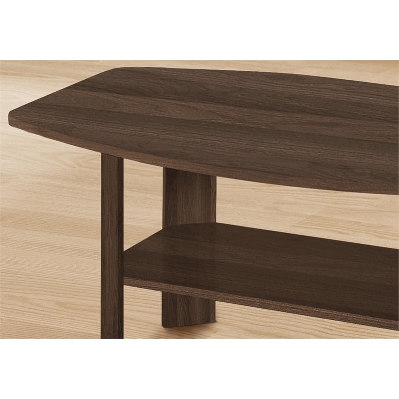 Pemberly Row 3-Piece Coffee Table Set with Lower Shelves in Dark Walnut