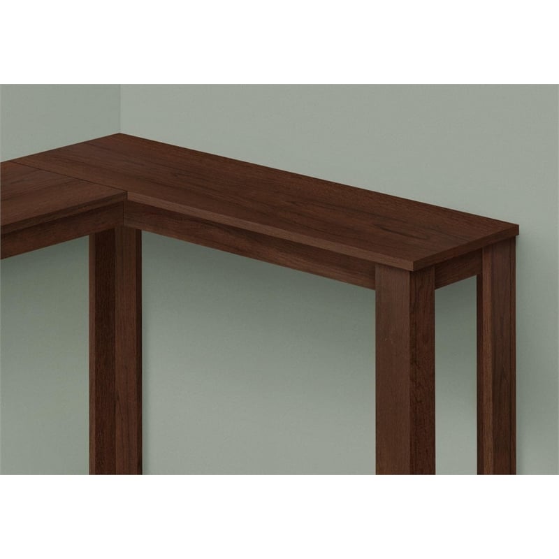 pemberly row 2-tier corner console table with open shelves in cherry