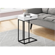 Pemberly Row C-Shaped Accent Table with Drawer in White and Black Metal