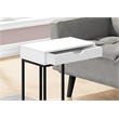 Pemberly Row C-Shaped Accent Table with Drawer in White and Black Metal