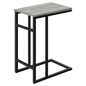 Pemberly Row C-Shaped Side Table with Black Metal Base in Gray Wood Look