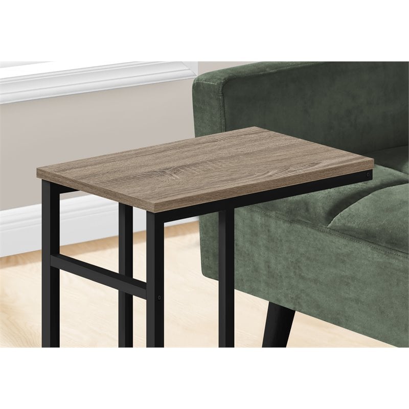 Pemberly Row C-Shaped Side Table with Black Metal Base in Dark Taupe