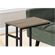 Pemberly Row C-Shaped Side Table with Black Metal Base in Dark Taupe
