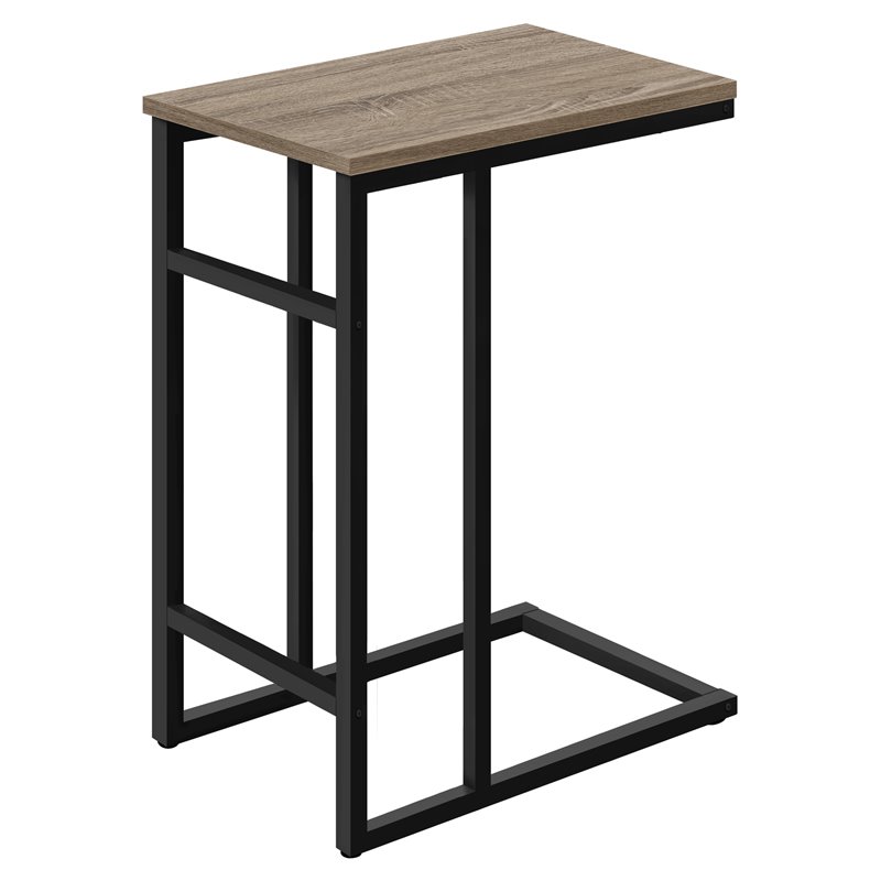 Pemberly Row C-Shaped Side Table with Black Metal Base in Dark Taupe