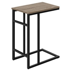 Pemberly Row C-Shaped Side Table with Black Metal Base in Dark Taupe