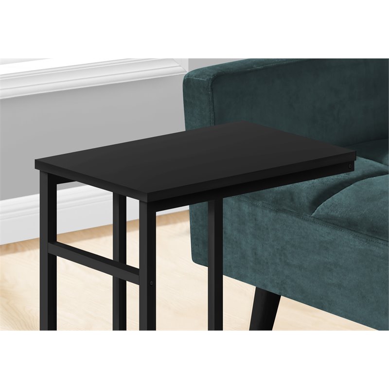 Pemberly Row Contemporary C-shaped Accent Table in Metal Black