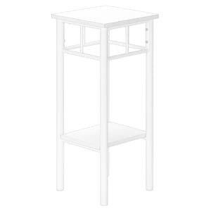 Pemberly Row 2-Tier Square Accent Table with Storage Shelf in White
