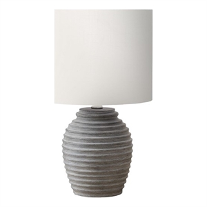 Pemberly Row 17&quot Gray Resin Table Lamp with Ribbed Textured Base