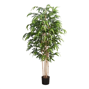 Pemberly Row 83&quot Artificial Bamboo Tree with 1152 Real-Touch Green Leaves