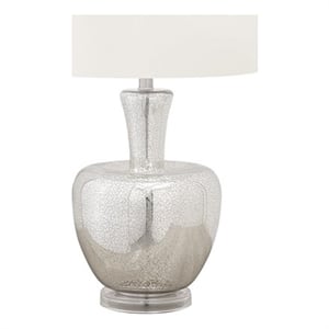 Pemberly Row 26&quot Silver Mercury Glass Table Lamp with Ivory Fabric Shade