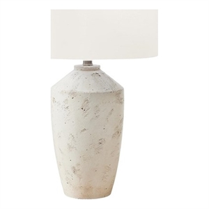 Pemberly Row 25&quot Ivory Concrete Table Lamp with Aged Finish and Ivory Shade