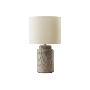 Pemberly Row 17&quot Taupe Resin Natural Wood-Look Table Lamp with Ivory Shade
