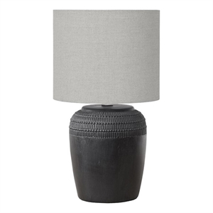 Pemberly Row 17&quot Black Ceramic Jar-Shaped Table Lamp with Gray Fabric Shade