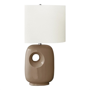 Pemberly Row 26&quot Light Brown Ceramic Cut-Out Table Lamp with Ivory Shade