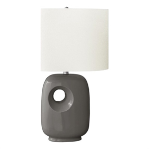Pemberly Row 26&quot Dark Gray Ceramic Cut-Out Design Table Lamp with Ivory Shade
