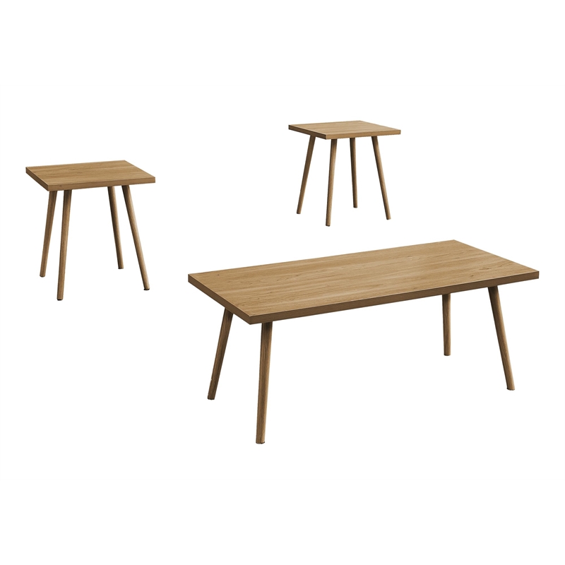 Pemberly Row 3-Piece Light Walnut Laminate Table Set with Solid Wood Legs