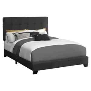 Pemberly Row Full Upholstered Bed Frame in Black Boucle with Tufted Headboard